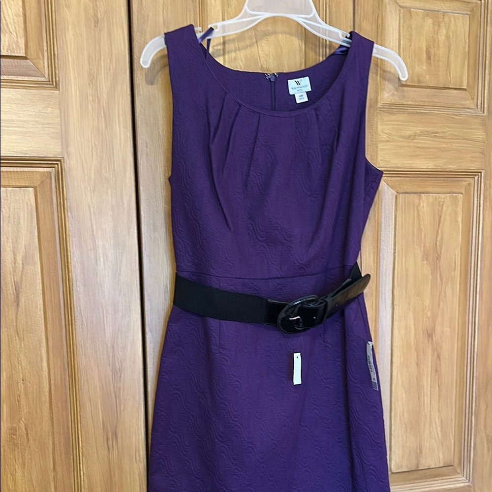 Purple Sleeveless Dress with Belt